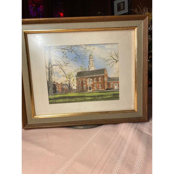 Framed Watercolor print of The Old State House, Dover Delaware by Davis Gray EUC - Picture 1 of 11